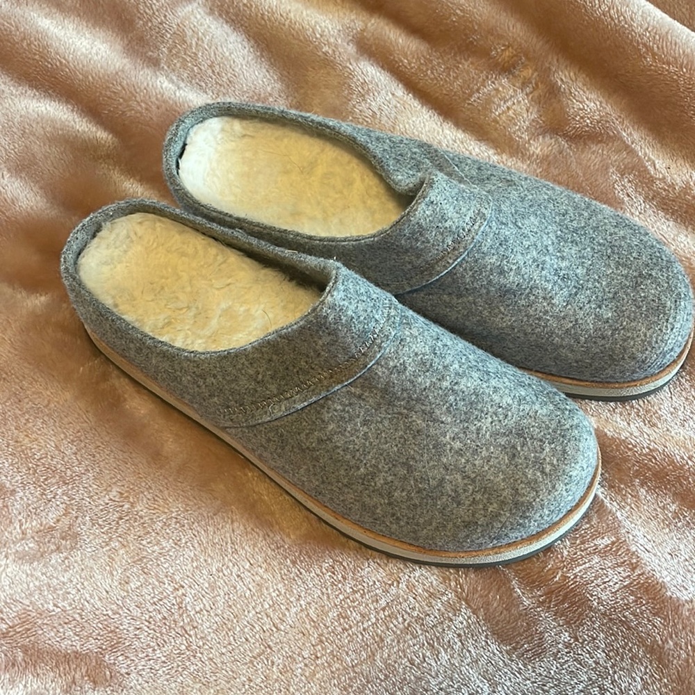 Fuzzy slip on Merrill shoes